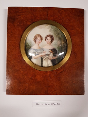 0000-0613-TEK a.jpg; 0000-0613-TEK/OB; Miniatuurportret van twee meisjes uit de familie Fagel.; portretten